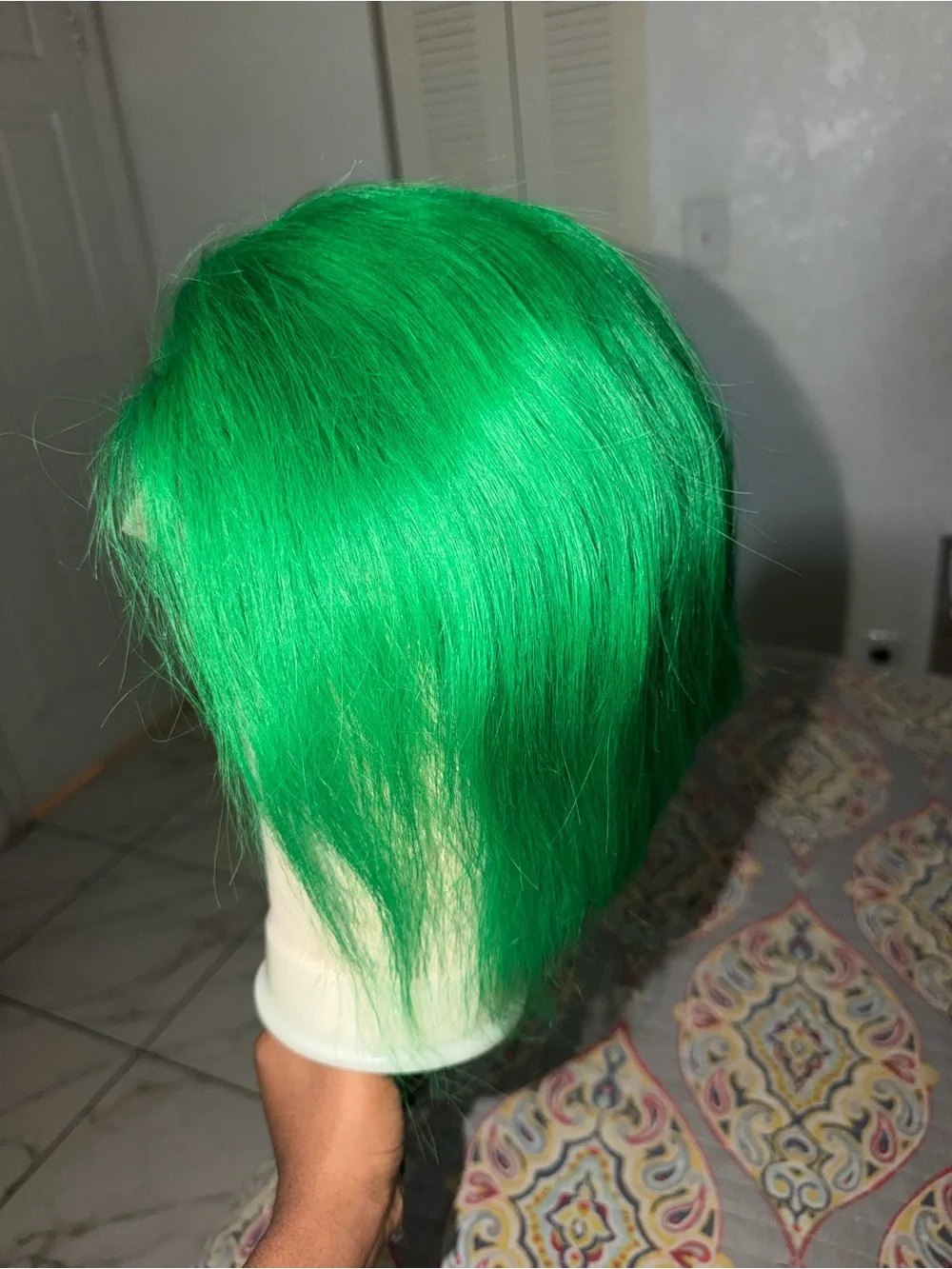 Vibrant Green Lace Front Wig - Short Straight Style